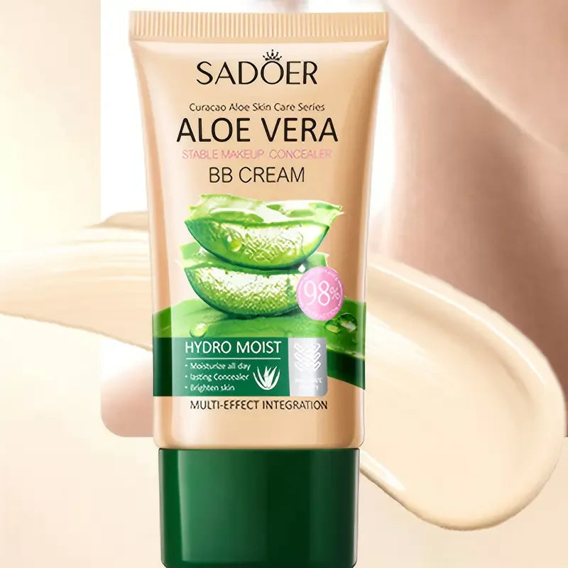 BB Cream à l’Aloe Vera – Hydratante et Correctrice, Collagène, Couvrance Totale, Fond de Teint Longue Tenue et Léger