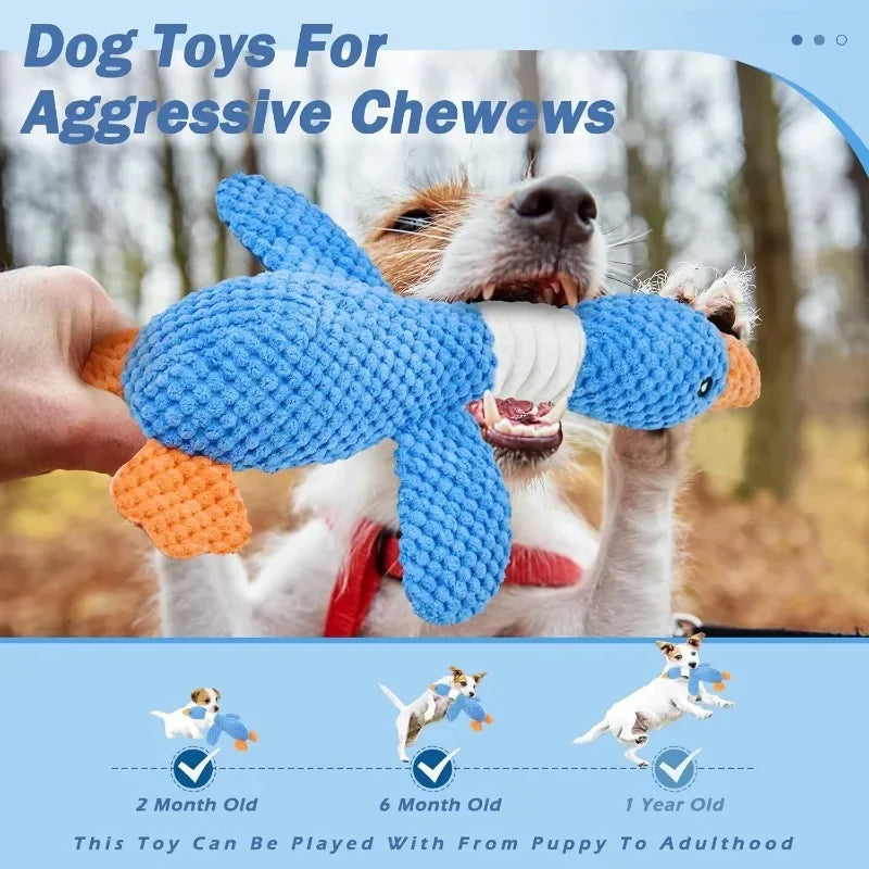 Blue Goose Plush Pet Toy – Squeaky Chew Toy for Dogs & Cats