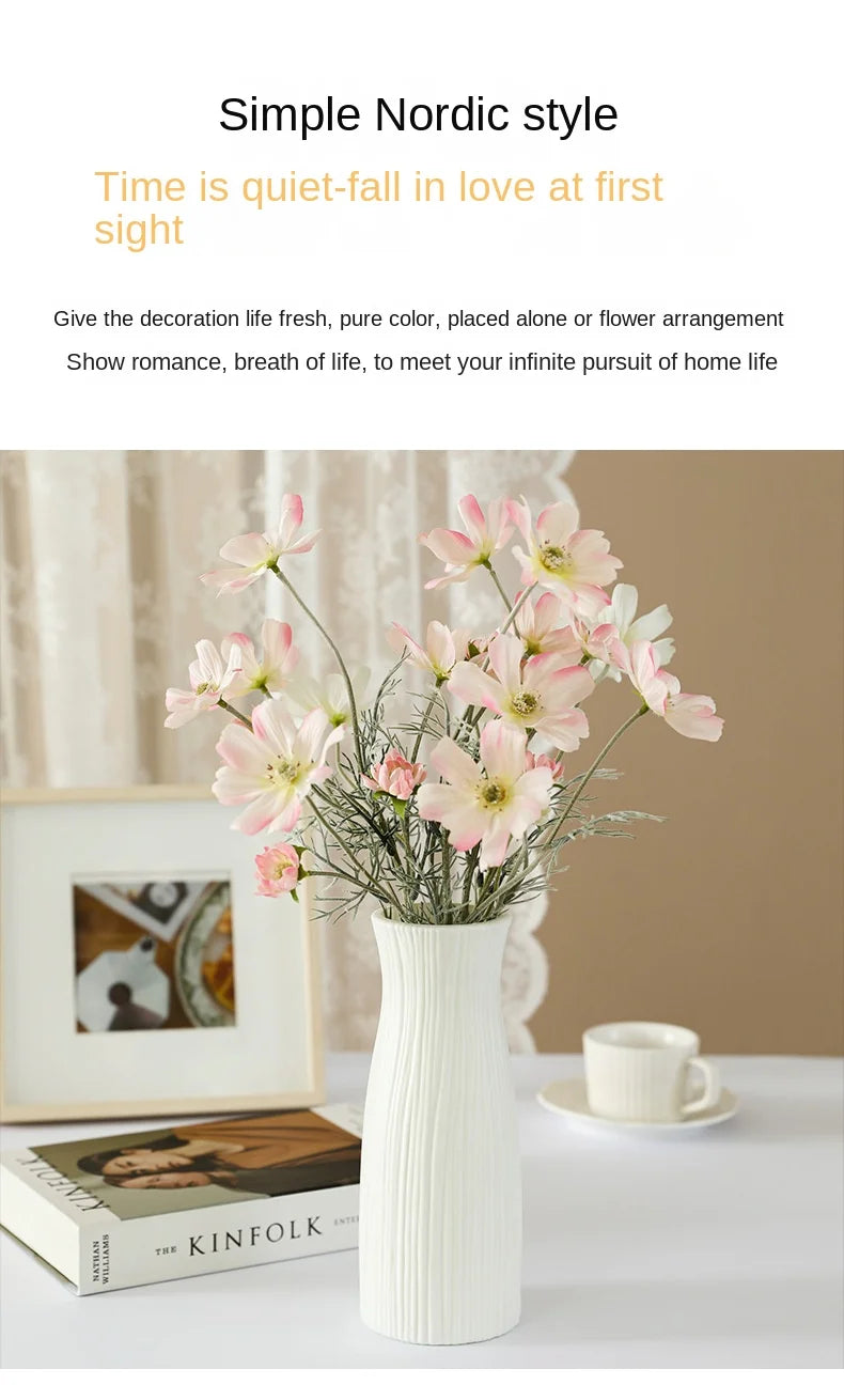Modern Silver Plastic Vase – Elegant Decorative Flower Vase for Home & Office