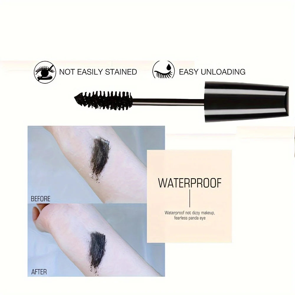 Mascara 5D noir waterproof allongeant cils fibres de soie volumisant pour femme