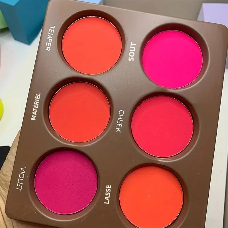 Palette de blush 6 couleurs – Tons naturels, palette d’ombres à paupières et blush mat – Légère et respirante, adaptée pour joues et yeux