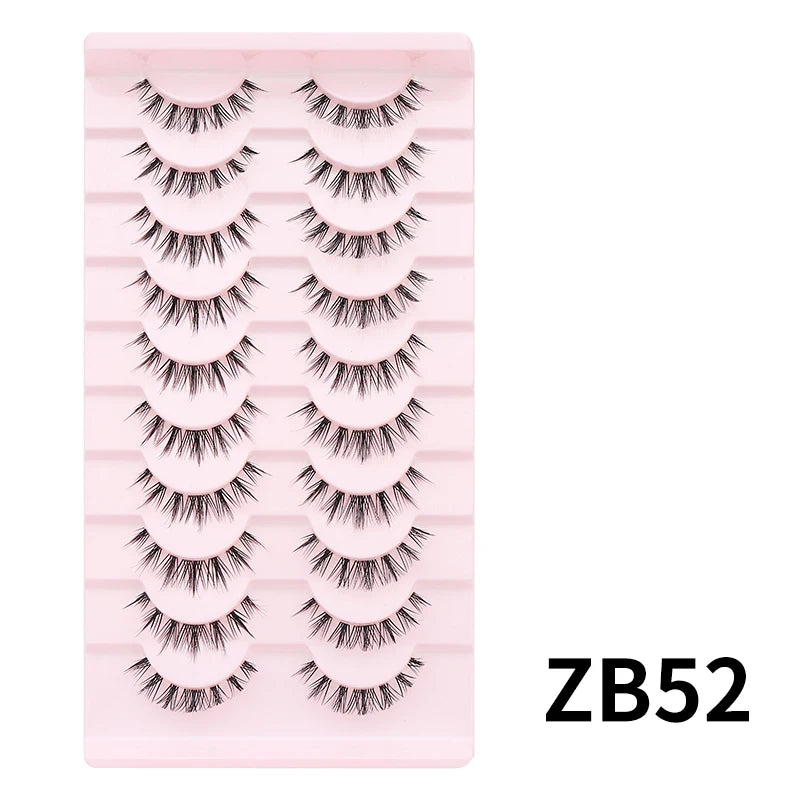 10 paires de cils naturels – Cils manga en bande complète, maquillage – Vente en gros, dropshipping, extensions de cils, faux cils style anime