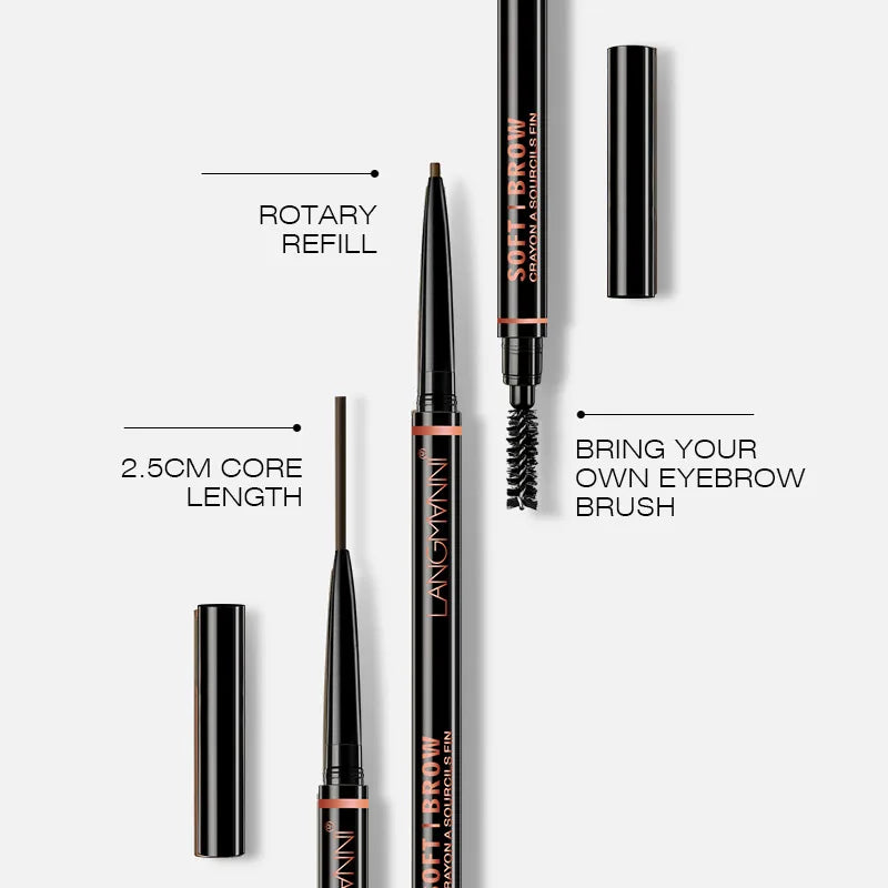 Crayon sourcils double embout rotatif 1,5 mm waterproof avec brosse