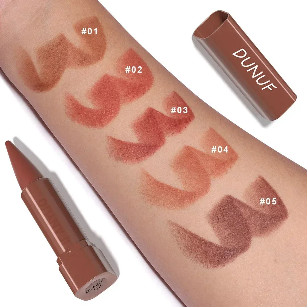 Crayon à Lèvres Dégradé à Pointe Effilée – Mat, Teintes Noir et Marron, Velours, Waterproof, Anti-Transfert, Contour des Lèvres