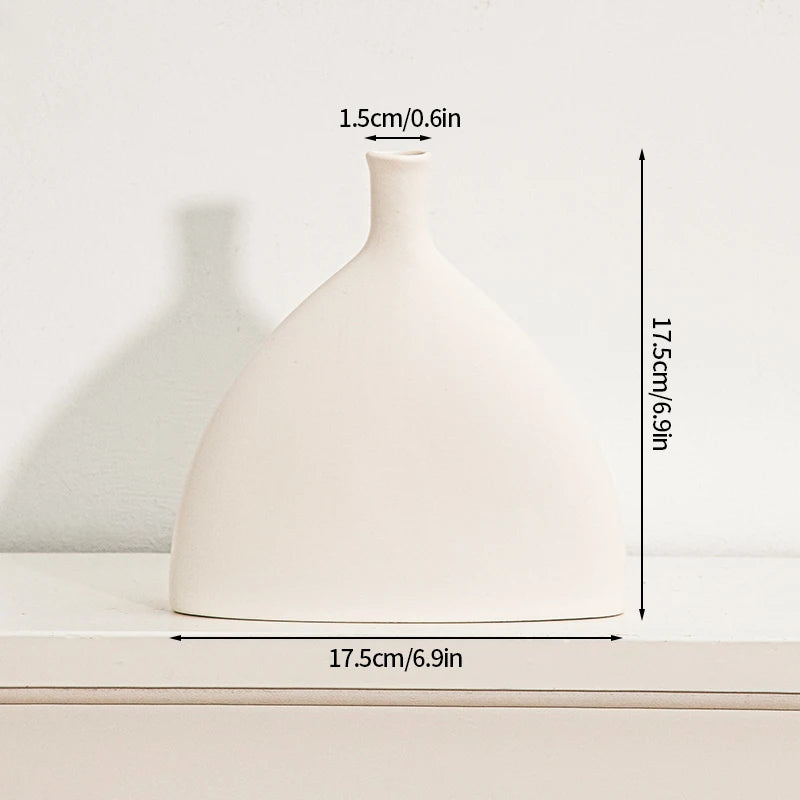 Modern White Decorative Vase – Minimalist Flower Vase for Home & Table Decor