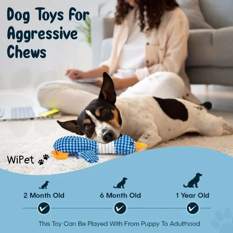 Blue Goose Plush Pet Toy – Squeaky Chew Toy for Dogs & Cats