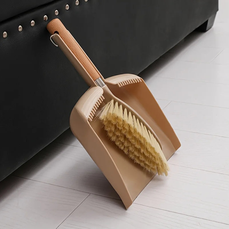 Mini Dustpan & Wooden Handle Broom Set – Small Space Cleaning Tool