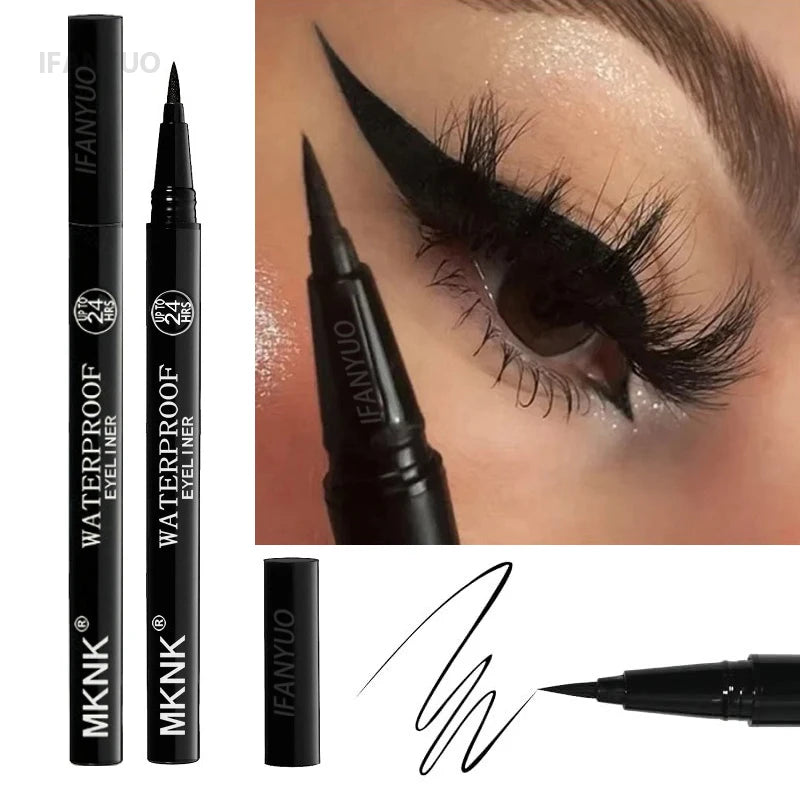 Eyeliner Liquide Noir Ultra Fin – Étanche, Longue Tenue, Mat Soyeux, Séchage Rapide, Anti-Écaillement, 1 ou 2 pcs, Maquillage des Yeux