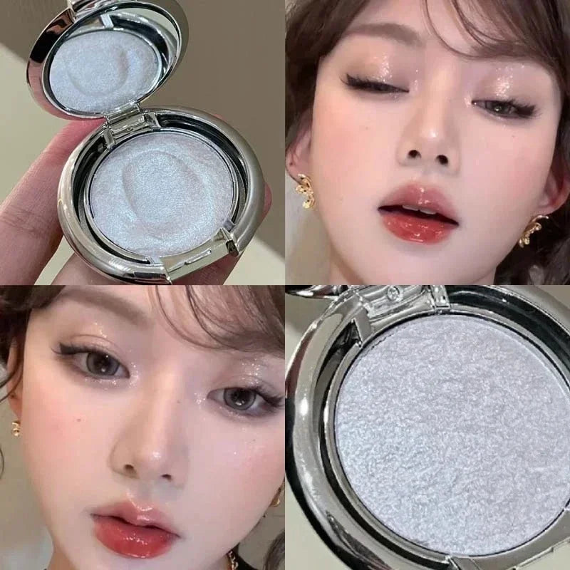 Palette de fards à paupières monochromes nacrés polarisés illuminateurs Crème illuminatrice à paillettes métalliques Fard à paupières bleu crème