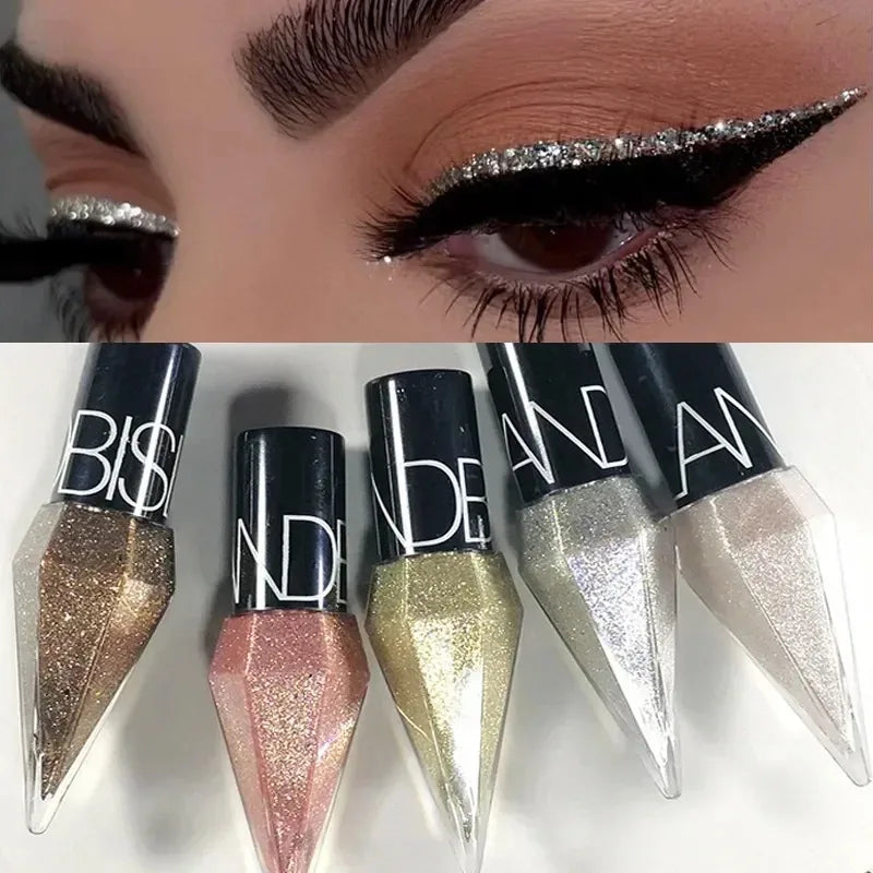 Eyeliner pailleté scintillant – fard à paupières waterproof, argent, or rose, couleurs brillantes et éclatantes pour un maquillage glamour