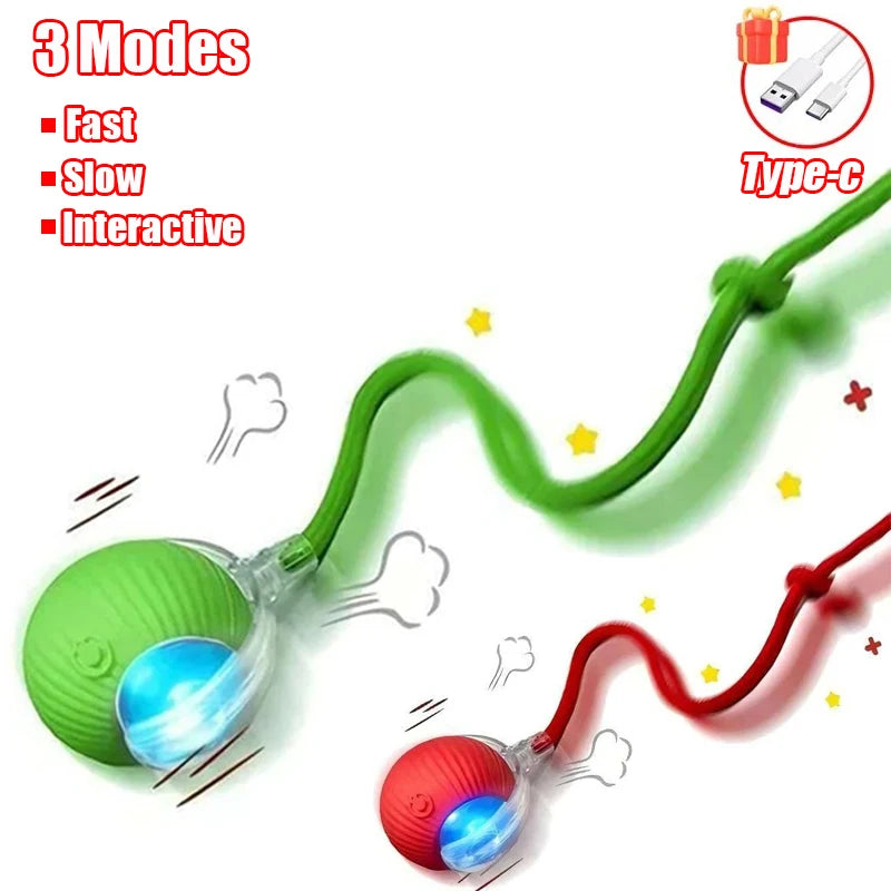 Automatic Interactive Rolling Ball with Faux Tail – Rechargeable Smart Cat & Dog Toy