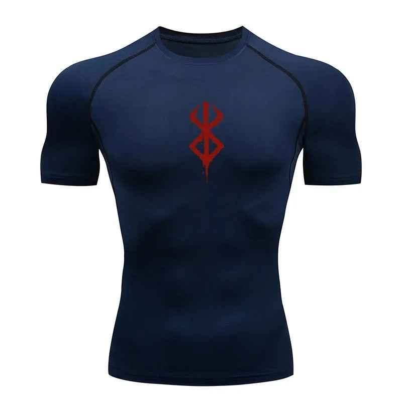 T-shirt de compression à manches courtes pour homme, haut de sport, séchage rapide, respirant, vêtements de fitness MMA, blanc et noir, été