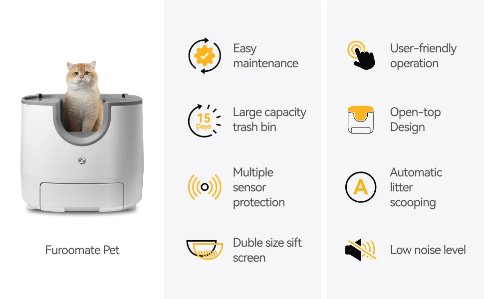 Self-Cleaning Open-Top Cat Litter Box – Extra Large Automatic Litter Box