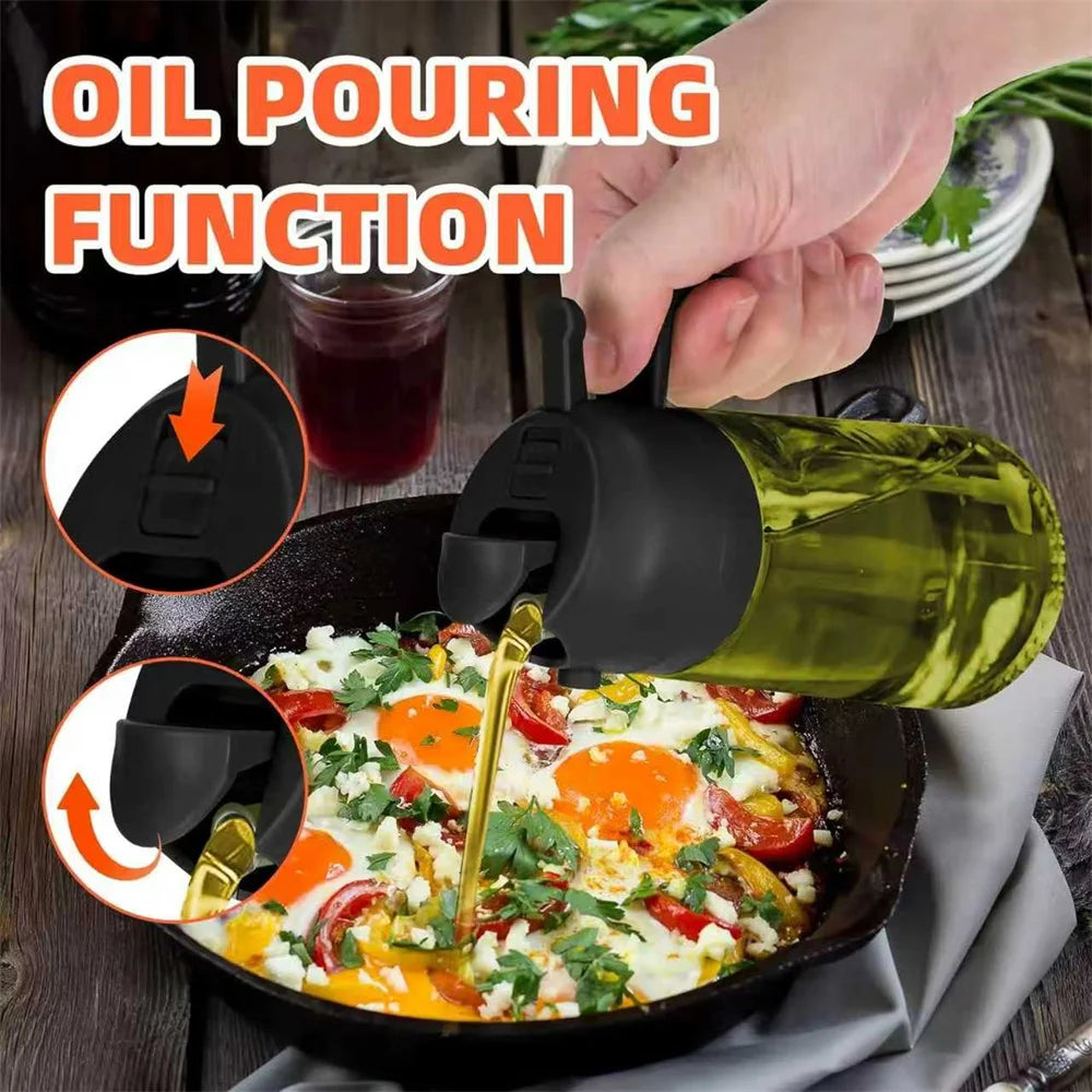 470ml 2-in-1 Oil Sprayer for Cooking – Olive Oil Dispenser & Spray Bottle with Thick Glass Design