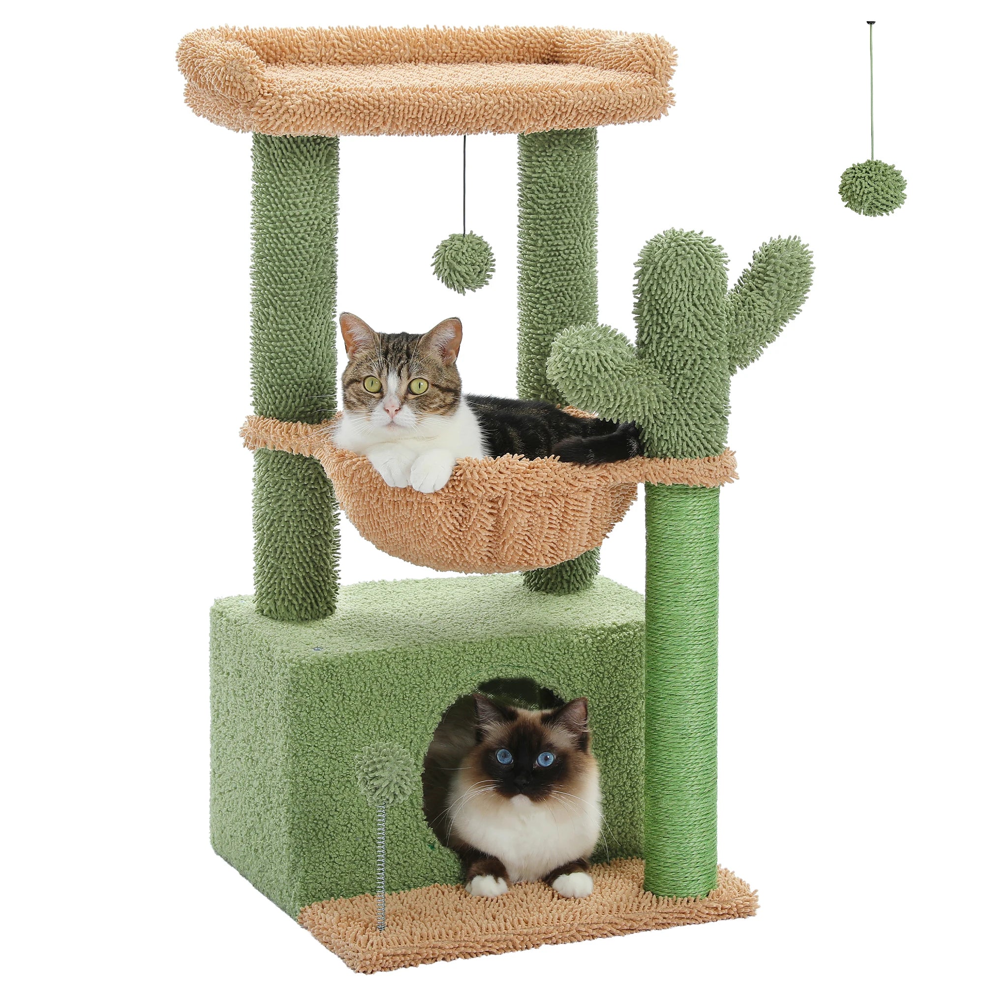 4-in-1 Cat Tree – Cat Condo, Hammock, Scratching Post & Top Perch