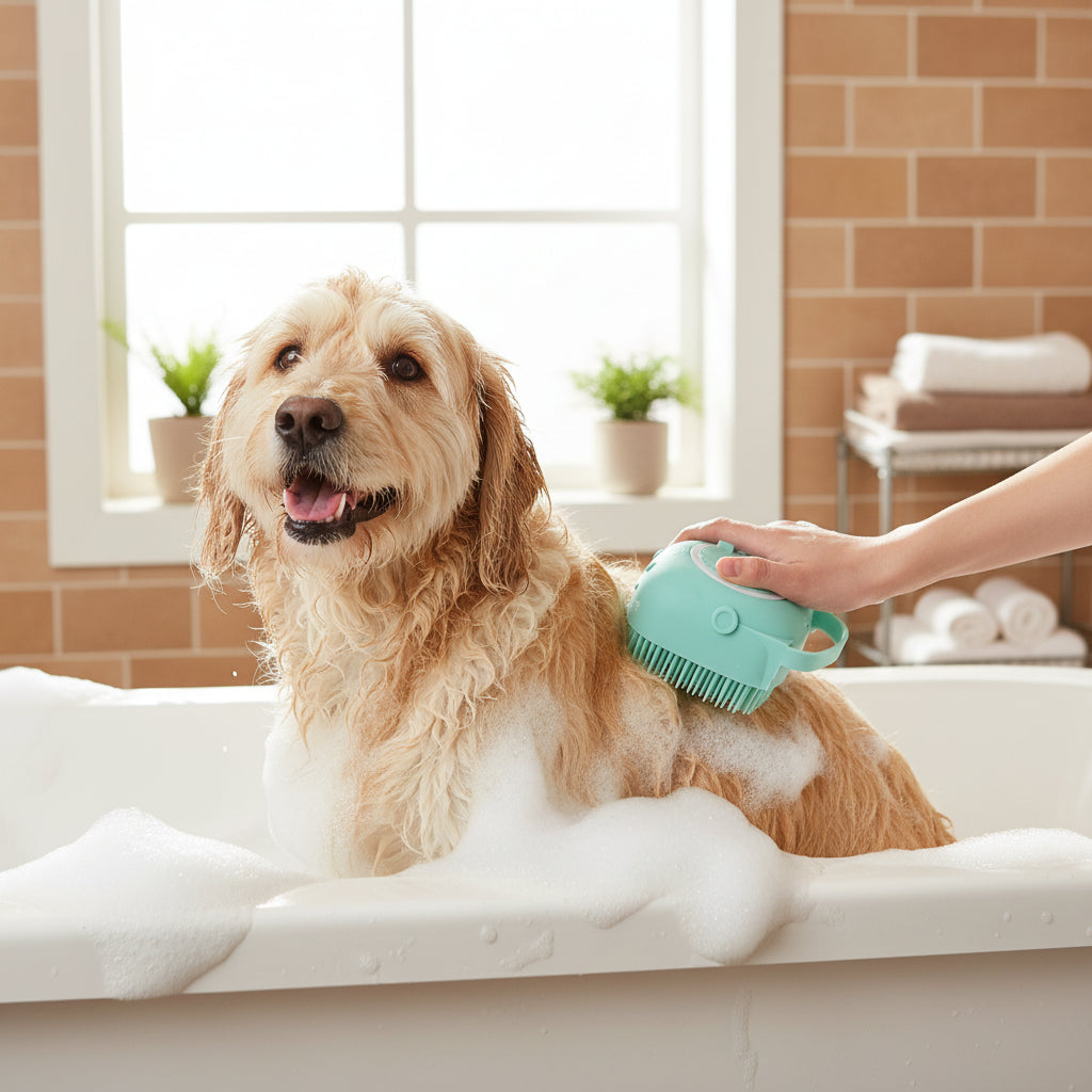 Silicone Pet Bath & Massage Brush Gloves – Grooming Tool for Dogs & Cats