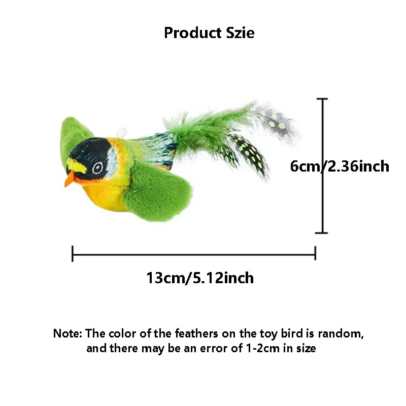 Interactive Chirping Bird Cat Toy with Elastic Rope