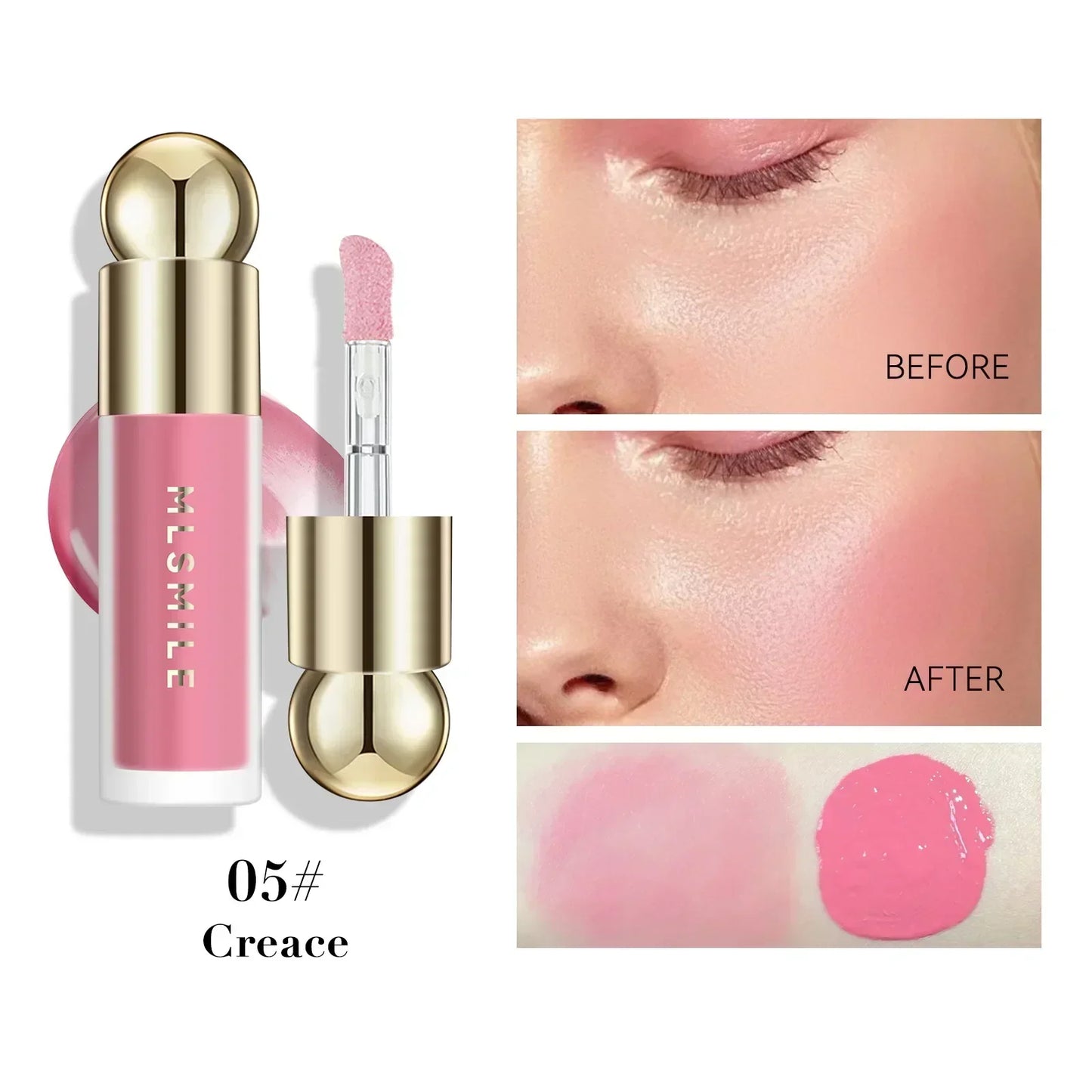 Nouveau Blush Liquide pour Joues — Gel-Crème Nourrissant pour le Visage, Multi-usage pour Yeux et Lèvres, Stick Blush avec Applicateur Éponge, Cosmétiques