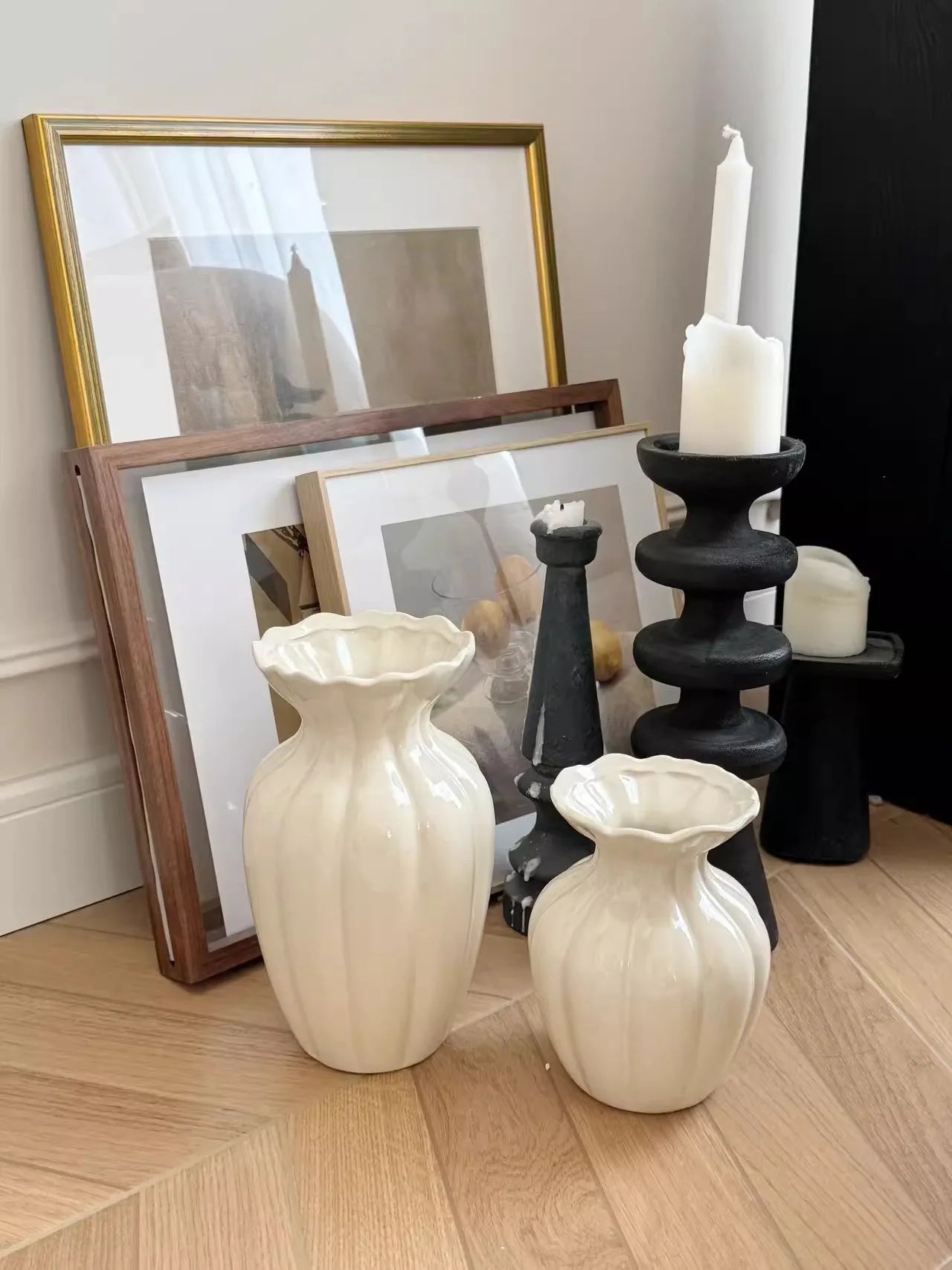 Luxury French Cream Ceramic Vase – Elegant Flower Holder for Home Decor