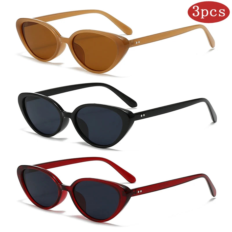 1 ou 3 pièces – Nouvelles lunettes de soleil rectangulaires | Anti-UV pour hommes et femmes | Style œil-de-chat avec petite monture | Protection UV400 unisexe
