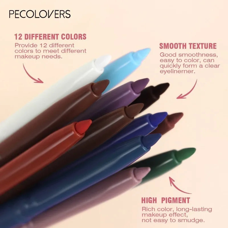 Crayon Gel Eyeliner Blanc Waterproof – Vert et Marron, Doux, Haute Pigmentation, Mat et Brillant, Longue Tenue