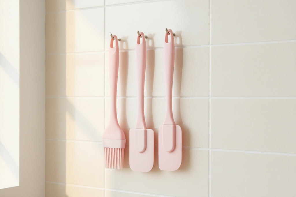 3-Piece Silicone Spatula Set – Cake Scraper, Butter Spatula & Oil Brush Baking Tools