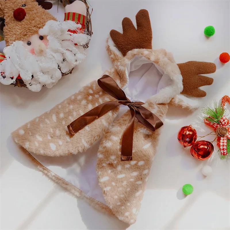 Christmas Reindeer Pet Cape with Hat – Warm Holiday Outfit for Dogs & Cats