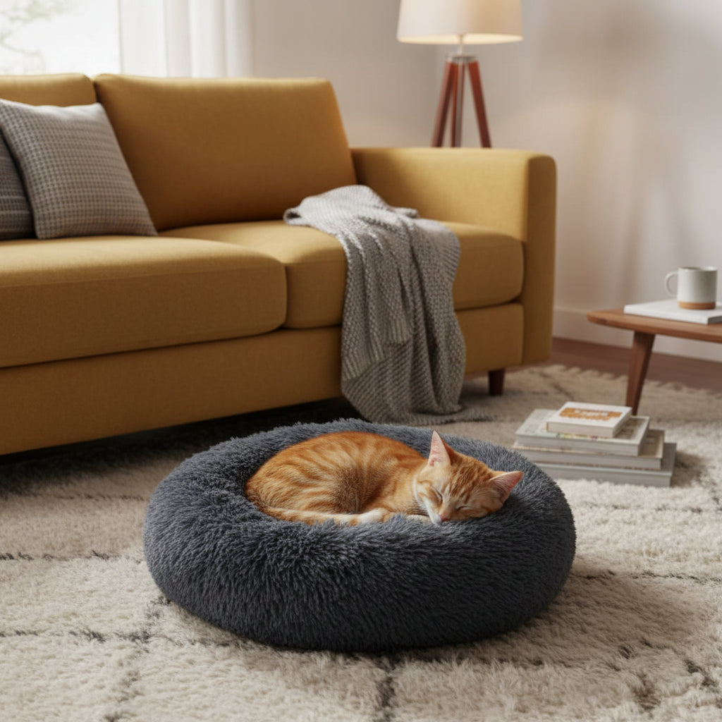 Plush Round Pet Bed – Ultra Soft Warm Dog & Cat Bed