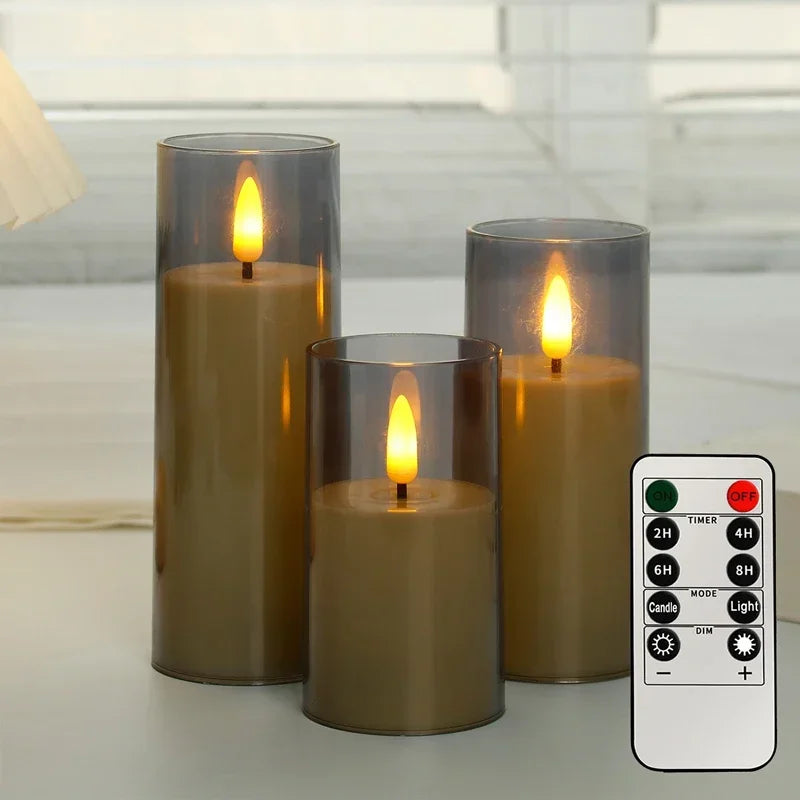 LED Flameless Candles with Remote & Timer – Flickering Acrylic Glass Candle Lights