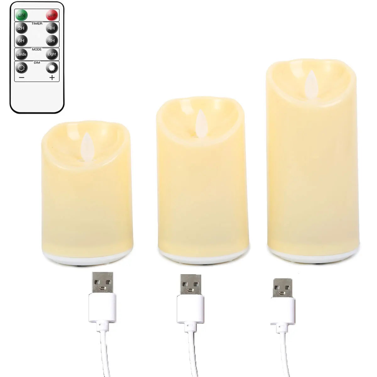 Rechargeable LED Moving Wick Candles – USB Remote Control Flameless Candle Set (1 or 3 Pieces)