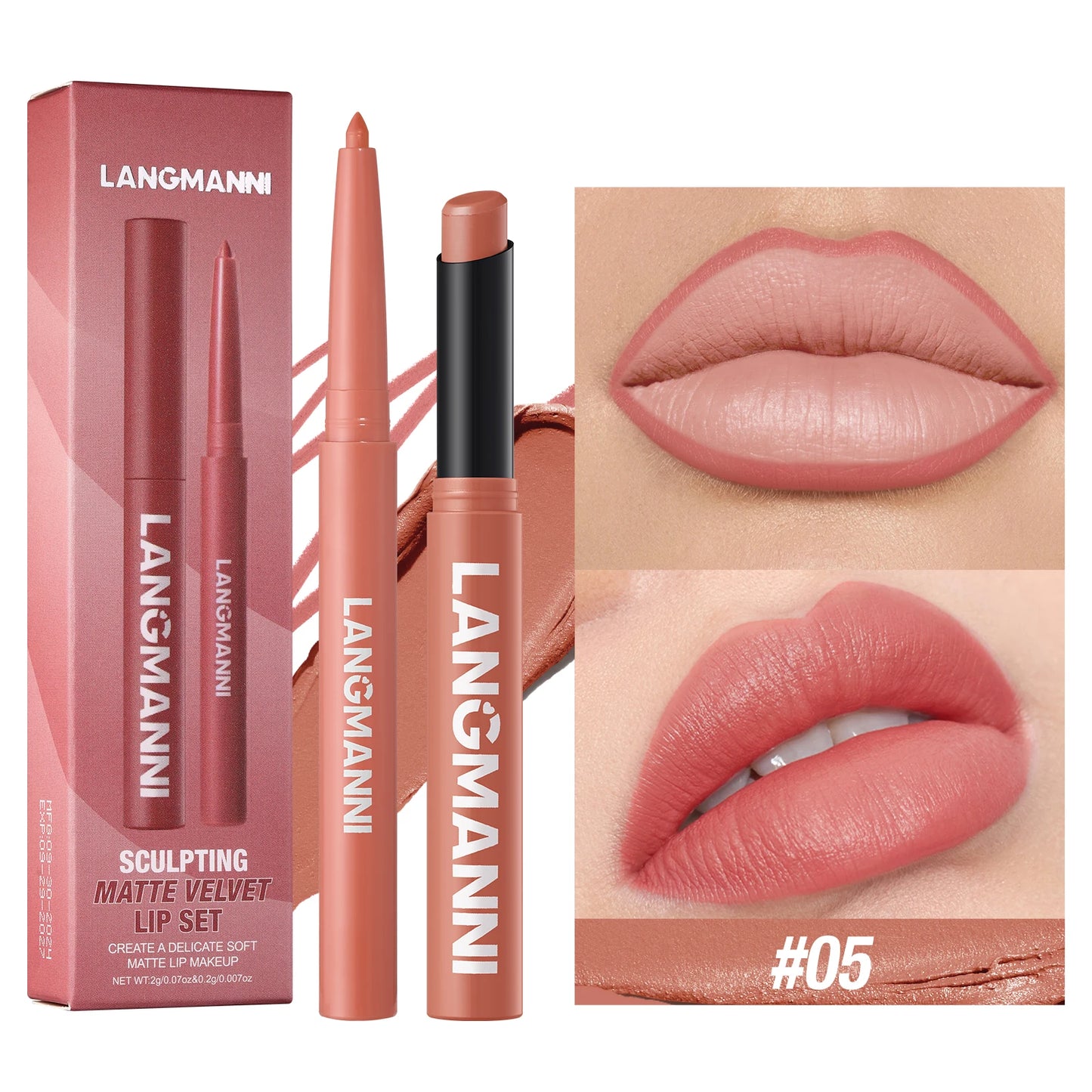 Set intégré rouge à lèvres + crayon contour waterproof – Tenue durable, sans bavure et sans transfert | Couleur longue durée | Facile à appliquer pour un maquillage lèvres parfait
