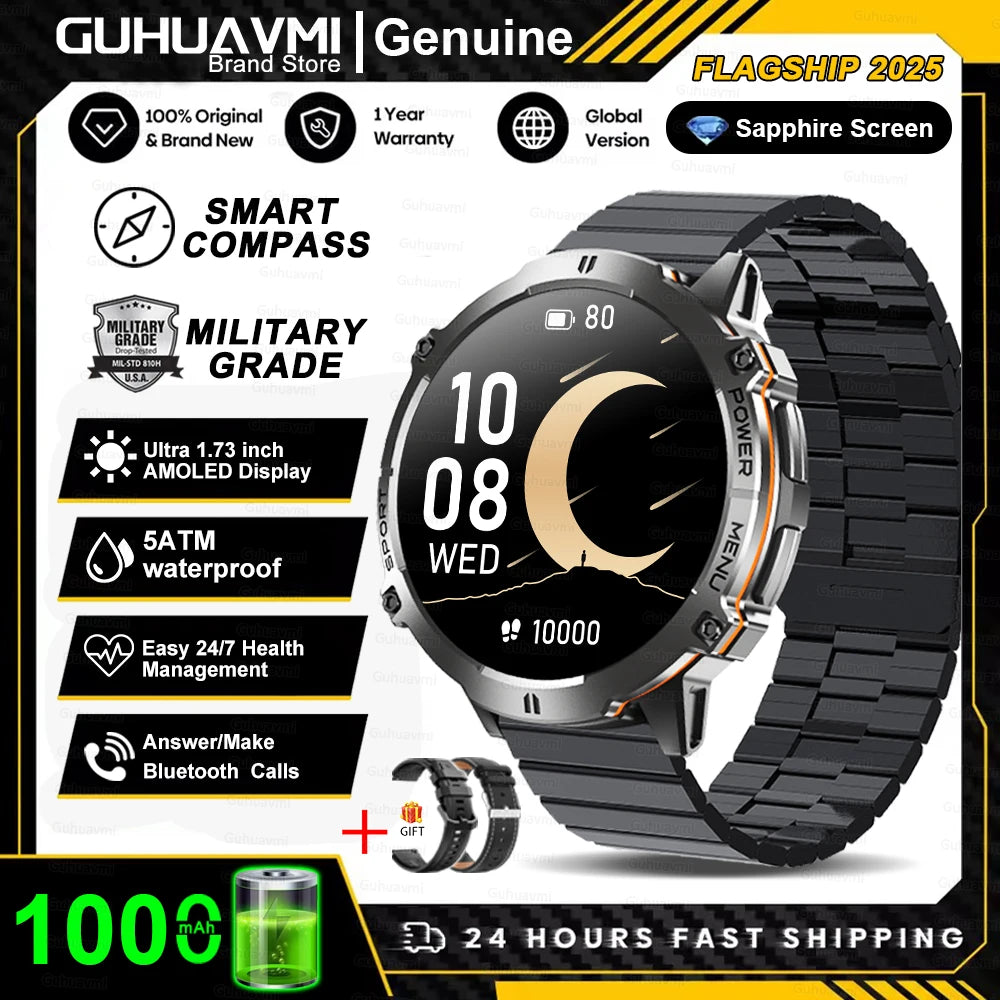 T-rex 3 qualité militaire 1000mAh batterie montre intelligente 10ATM étanche GPS boussole altimètre appel AMOLED hommes natation sport Smartwatch
