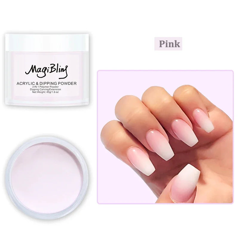 45g Large Acrylic Powder Red Brown Color Nail Extension Tip Engraving 3D Pattern Dust Powder Manicure Professional Nail Supplies