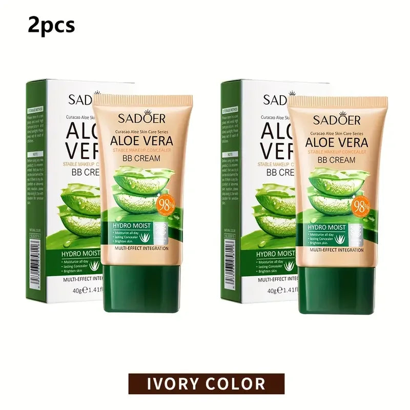 BB Cream à l’Aloe Vera – Hydratante et Correctrice, Collagène, Couvrance Totale, Fond de Teint Longue Tenue et Léger