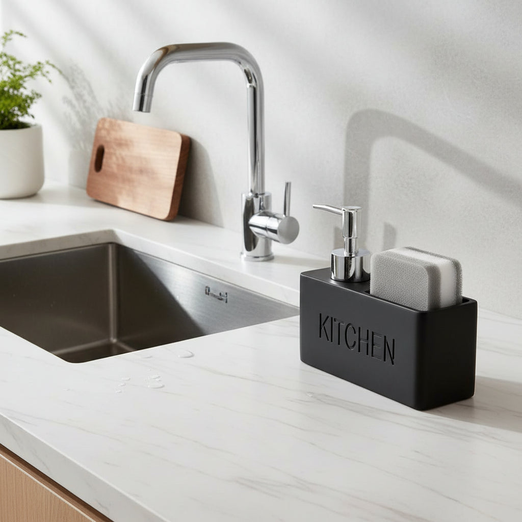 Modern Kitchen Soap Dispenser Set – Sponge & Brush Organizer