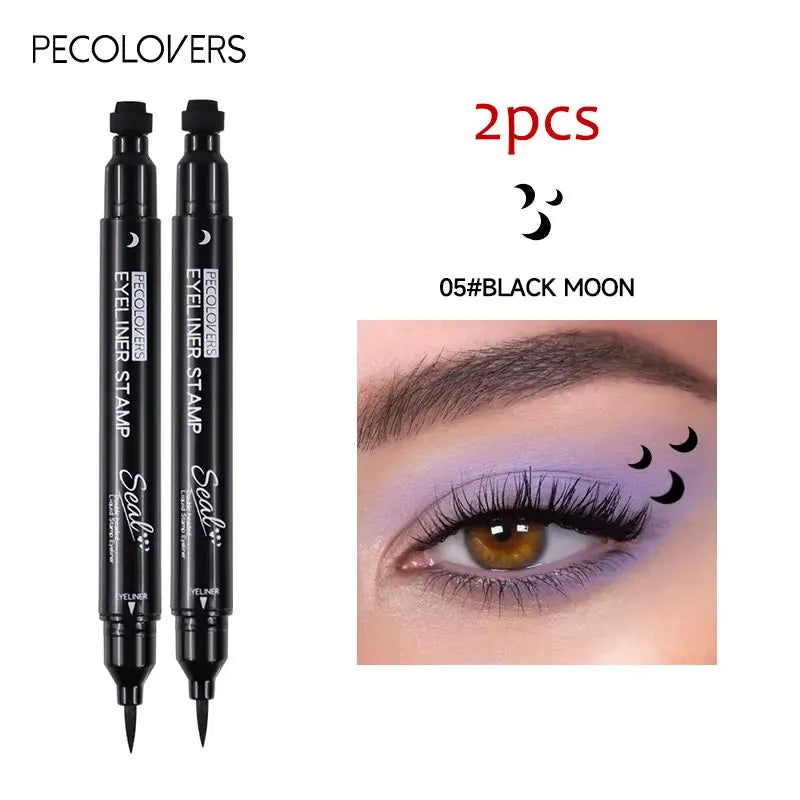 Eyeliner Liquide Étoile Noir – Crayon Yeux avec Tampon Lune 2 en 1, Étanche, Longue Tenue, Application Facile, Maquillage des Yeux