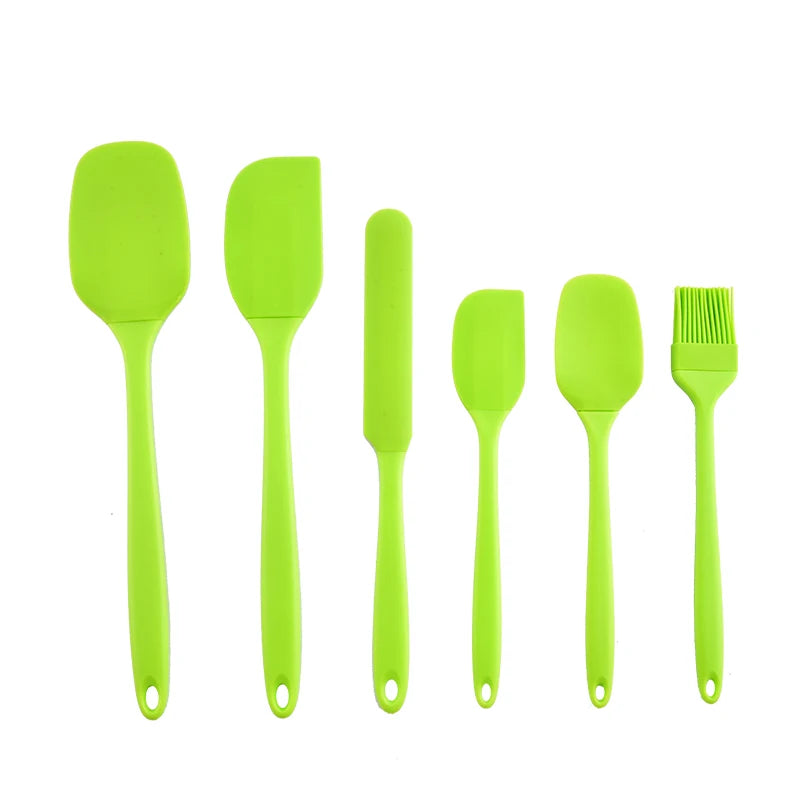 6-Piece Silicone Kitchen Utensil Set – Cream Scraper, Spatulas & Oil Brush Baking Tools Set