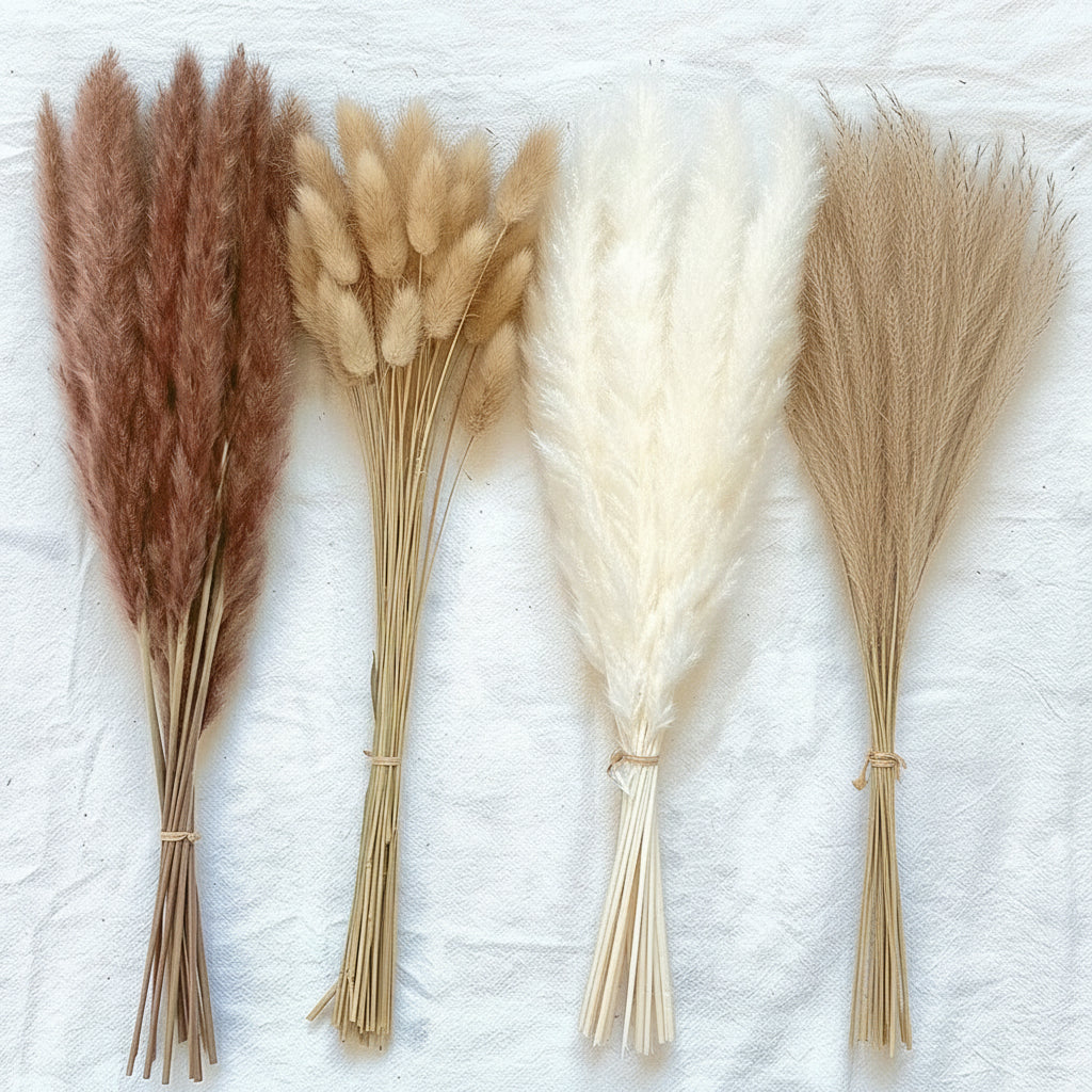 Natural Pampas Grass Bouquet – Boho Bunny Tail Dried Flower Décor