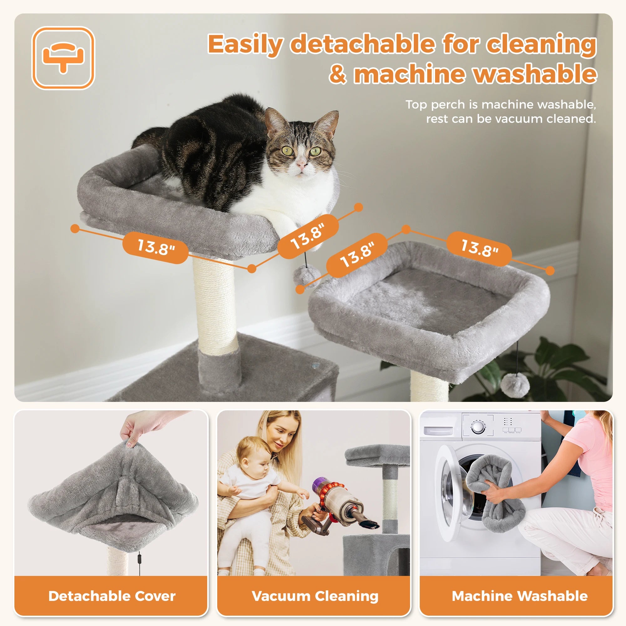 Multi-Level Cat Tree Tower – Cat Condo, Hammock & Scratching Activity Center