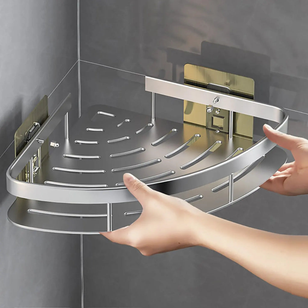 Wall Mounted Bathroom Shower Rack – Corner Shampoo & Towel Storage Shelf