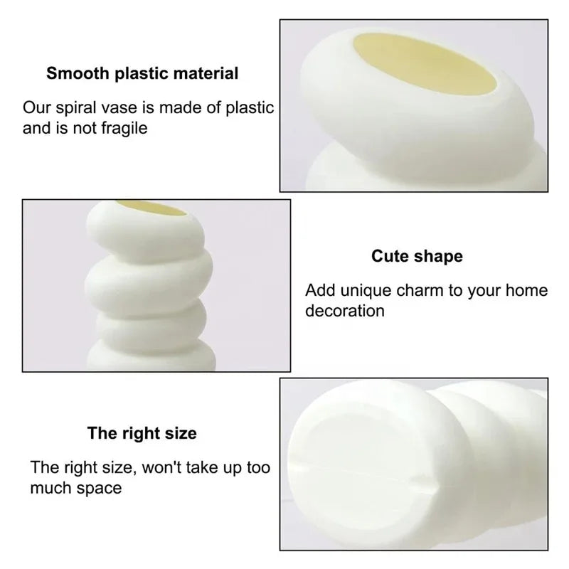 Nordic Spiral White Vase – Modern Decorative Flower Vase for Home Decor