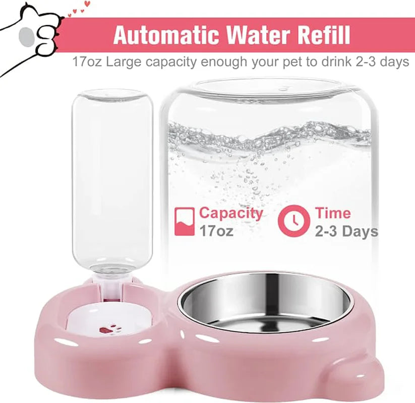 Automatic Pet Feeding & Water Bowl Set – Food Bowl with Water Dispenser