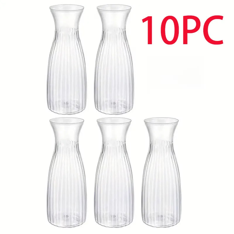Clear Striped Decorative Vase – Modern Flower Vase for DIY Arrangements & Table Decor