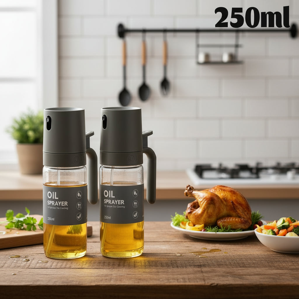 250ml Olive Oil Sprayer – BPA-Free High Borosilicate Glass Oil Mister for Air Fryer, BBQ & Cooking