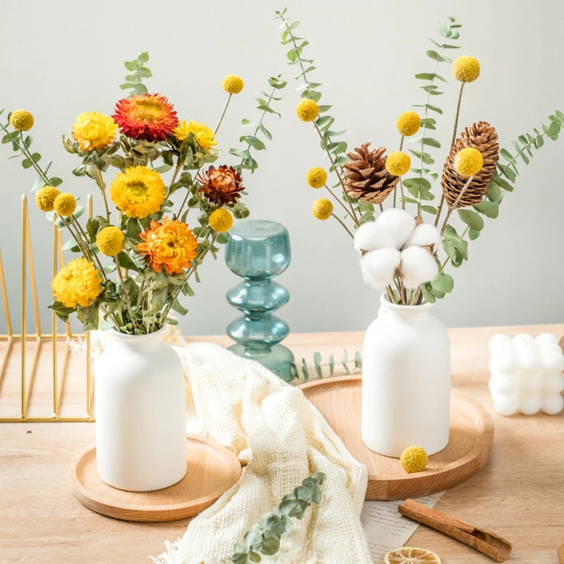 Modern Nordic Ceramic Vase – Minimalist White Flower Vase for Home & Office Decor