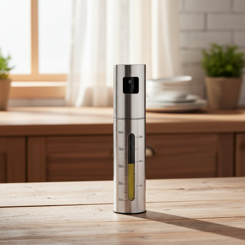 304 Stainless Steel Oil Sprayer Bottle – Refillable Olive Oil & Vinegar Mister for BBQ, Baking & Cooking