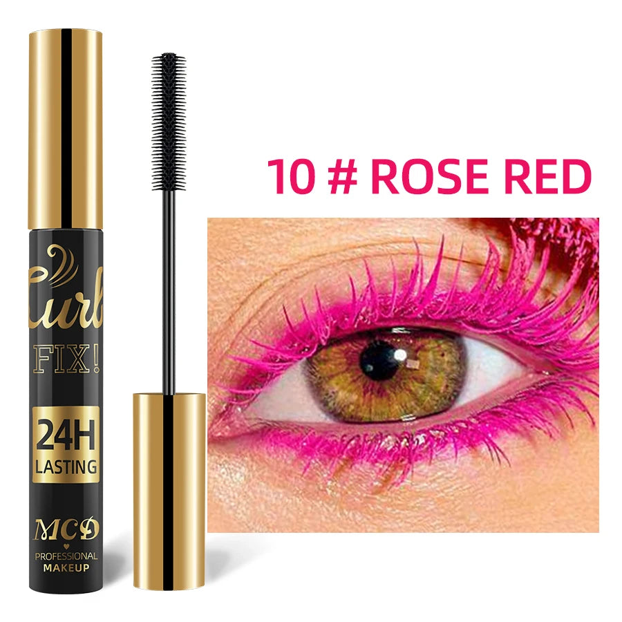 Mascara 5D waterproof vibrant 9 couleurs longue tenue recourbant bleu, vert, noir extensions cils