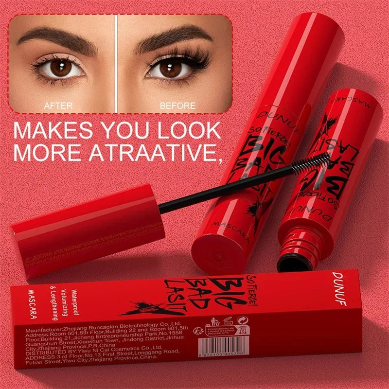 Mascara waterproof allongeant cils noirs soyeux longue tenue extensions maquillage coréen