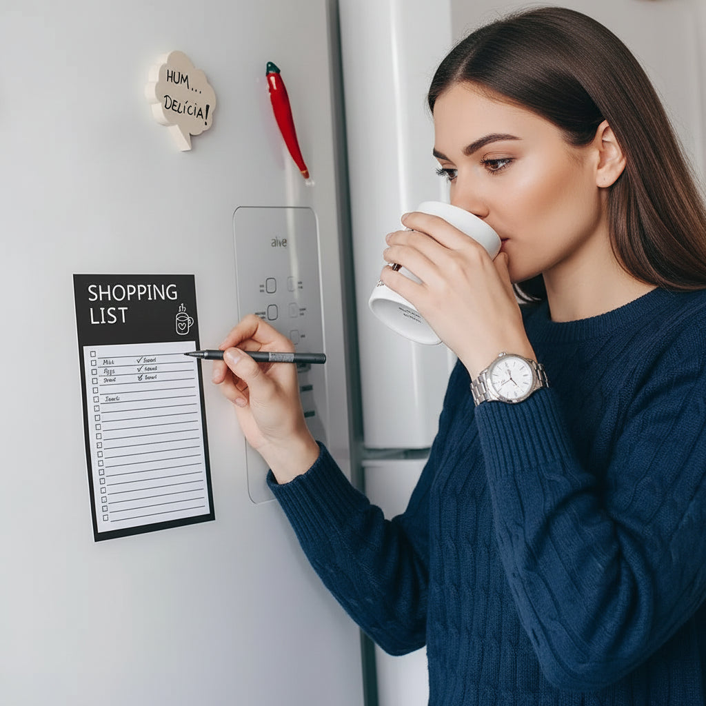 Magnetic Fridge Memo Board – Portable Shopping List & Weekly Planner