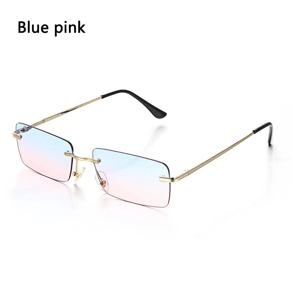 « Lunettes de soleil rectangle – Sans monture, unisexes, vintage UV400 »
